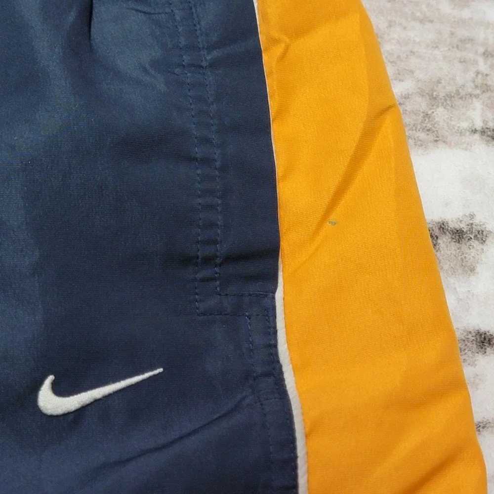 Nike Youth 7 Track Pants Navy Yellow Mesh Lined Windbreaker Athletic Cargo Y2K